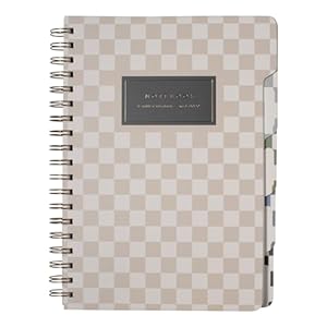 Fringe Studio Large Tab Notebook,Neutral Checks, Flexible Paperback Cover, 5 Subject/Die-Cut Dividers, 7.25" X 10", 180 Lined Pages, Multicolor (343PA002FSC)