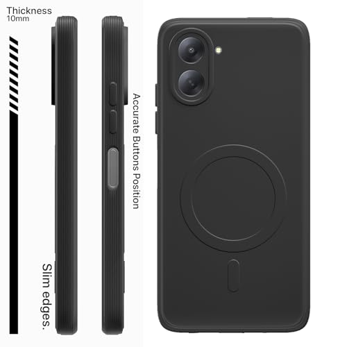 Image of Pikkme Back Cover for Redmi A7 Soft Matte Silicone Mag-Safe Design (Mag-Safe Not Support) Camera Protection | Slim Fit Bumper Cover (Black)