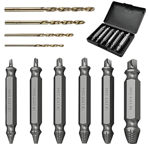 Xynovate 10 PCS Extractor de Tornillos Rotos, Juego de Extractores de Pernosprofesionales(H.S.S 4341) para Extraer Pernos de Tornillos Rotos Dañados