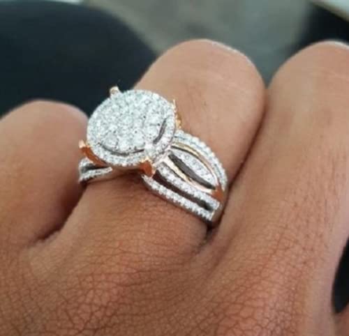 Awmnjtmgpw Two Color Sky Star Ring Engagement Diamond Ring Jewelry Size 6-10 (Size 7)3