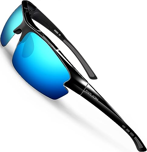 Image of SIPLION Polarized Sunglasses Men Sports: UV400 Protection Anti-Slip Wrap-Around TR90 Frame for Driving Fishing Golf Running