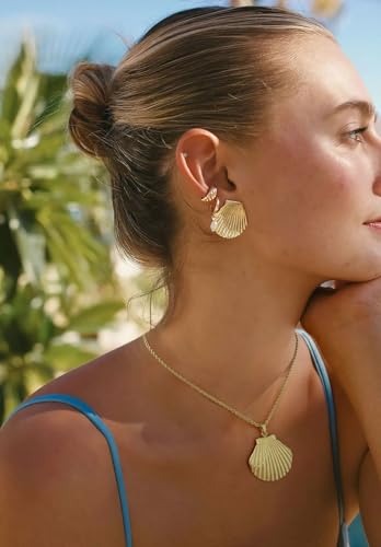 Starfish Necklace Shell Pendant Necklaces for Women Boho Beach Gold Chain Charm Necklace Trendy Summer Ocean Jewelry2