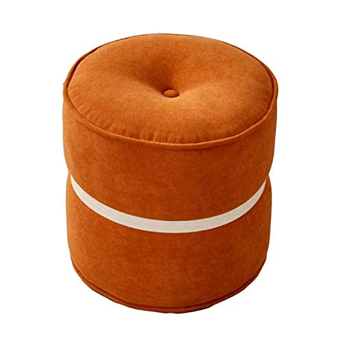 Tabouret rond en tissu orange ou multicolore, petit repose-pieds déco de 34x32 cm