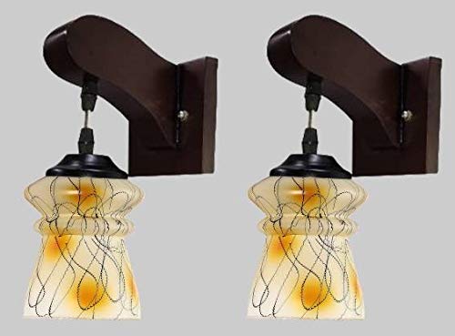 Image of ONECYA Royal Fancy Wall lamp /Wall Light Decorative for Living Room Bedroom and All Home Decor Wood Classic Sconce with New Styles Antique Lamp with Unique Fitting and All Fixture Complete Set of 2.
