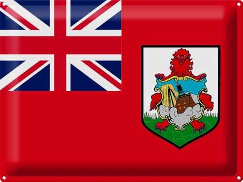 mrdeco Cartel de metal 30 x 40 cm abovedado bandera de Bermudas Bandera de Bermudas decorativa cartel de chapa