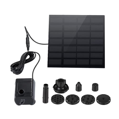 Fuente solar, fuente de agua solar cuadrada con 6 boquillas, bomba de agua solar de baño de pájaros de 1,2 W con longitud extendida, bomba sumergible para estanque, piscina, jardín, pecera
