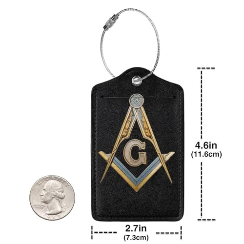 Master Masonic 2 Pack Luggage Tag for Suitcase, Luggage Tags for Suitcases,Leather Stainless Steel Loop Label Tag for Men Women Girlstravel Bag Suitcase4