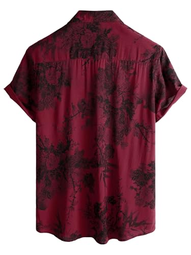 Image of JOTOOK Mens Hawaiian Shirt Short Sleeve Button Down Tropical Shirts Casual Floral Summer Beach Shirt