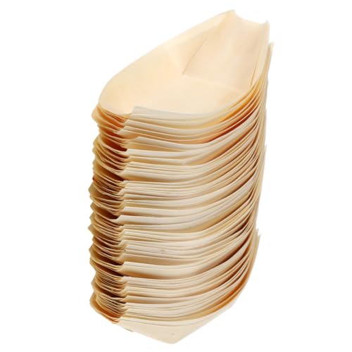 NULYLU 50pcs Wooden Sushi Boat Snack Box Disposable Boats for Sushi Salads Cakes Easy to Use Elegant Home