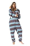 6342-10129-S Just Love Adult Onesie / Pajamas, Navy - Reindeer Snow, Small