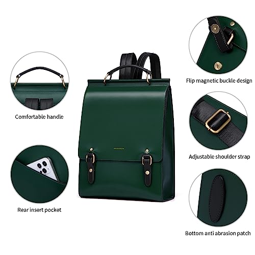 Image of Cnoles Leather Backpack Purse For Women Fashion Ladies Vintage Bag Casual School College Travel Backpacks Bookbag