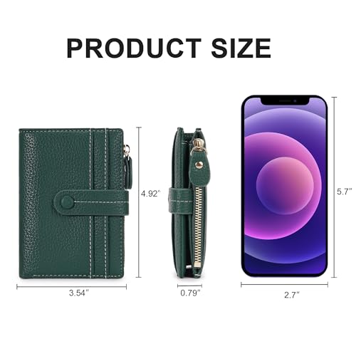 Slim Wallet for Women,RFID Blocking Bifold Wallet Women Small-Vegan Leather Small Credit Card Holder For Women green4