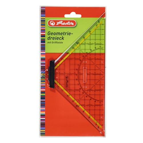Herlitz Geometrie-Dreieck groß mit Griff, 1 Stück in Klarsichtpackung