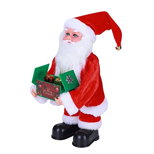 Christmas Shaking Santa Toy Electric Musical Santa Figurine Singing Sway Santa Claus Doll Opening Lighted Gift Box Santa Ornament Xmas Funny Decoration For Table Fireplace #TOP24