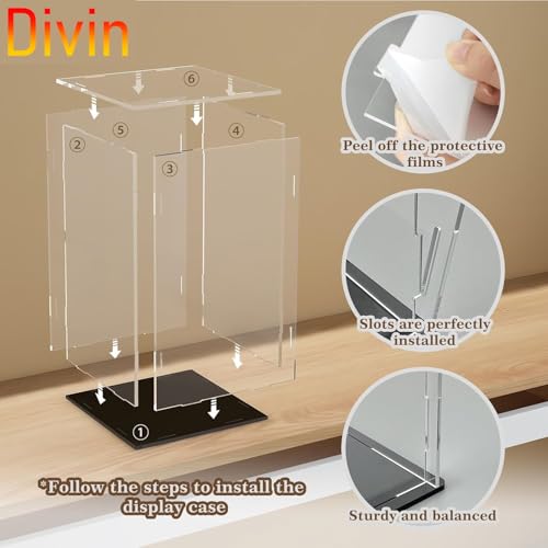 Image of Divin Acrylic Display for Organizing Collectibles Clear Box Display Action Figures Home Storage Mini Toys Gifts for Lover, Dust-Free, Clear Display Box (Black+Clear, 15X15X25Cm; 6X6X10)