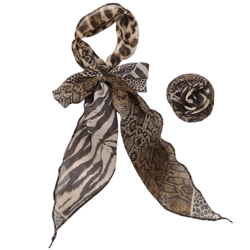 HINAYOSAN Bufanda larga fina y transpirable con patrón de animales, clip para el pelo, para uso casual y formal, popular bufanda para el cuello, Estampado de leopardo claro, Talla única