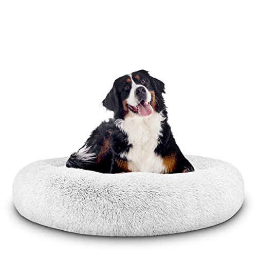 The Dog&rsquo;s Bed Calming Donut Dog Bed, Plush Faux Fur Round Cuddler Nest &ndash; CertiPUR-Certified...