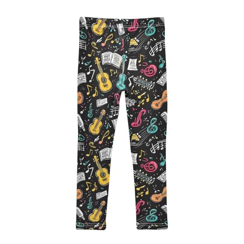 ZZKKO Girls Leggings Musical Symbols and Guitar Toddler Girls Clothes Leggings for Girls Toddler Girls Leggings 3-4T2