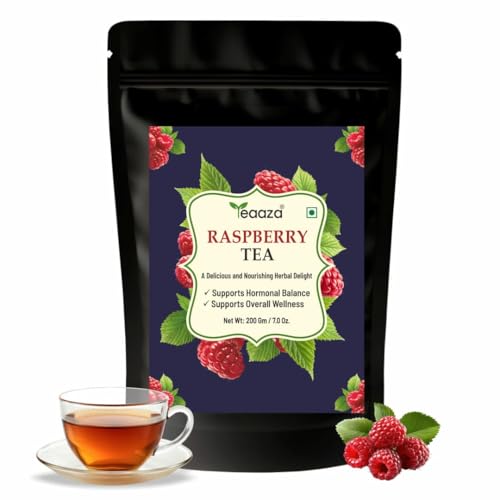 Image of Teaaza Organic Red Raspberry Leaf Tea for PCOS, Pregnancy & Fertility, 200 Grams-200 Cups- Natural Herbal Tea for Hormonal Balance, Reproductive Health, & Women's Wellness | Red Raspberry Leaf Tea For Pregnancy And To Support The Female System | Reusable Ziplock Pouch
