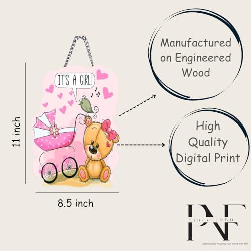 Image of pnf Xpression Decor Quote Wall art & Door Hanging Frame For Kitchen, Dining, restaurants Decor | Walland home Decor for Living Room | Room Decor Wall Decor Items For Bedroom | (It's A Girl)