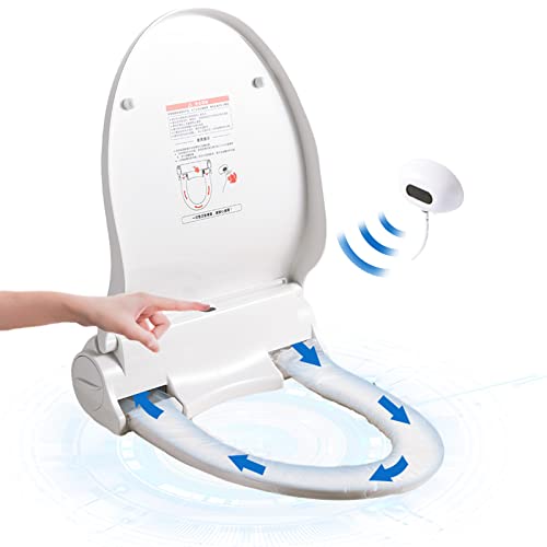 Wnxsao Elongated Smart Toilet Seat, Automatic Change Disposable Toilet Seat Cover, Heated Toilet Seat with Hygienic Film, Sensor or Button Control Replacement, Commercial Residential Use,toilet seat