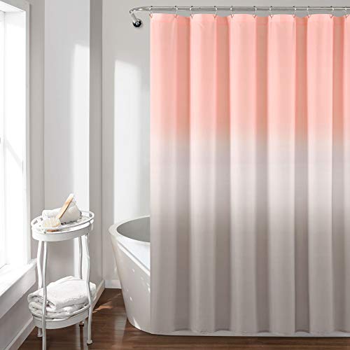 Lush Decor Umbre Fiesta Shower Curtain, 72" x 72", Blush and Gray, 72" W x 72" L (Pack of 1), W 72" x L 72" (1 Panels)