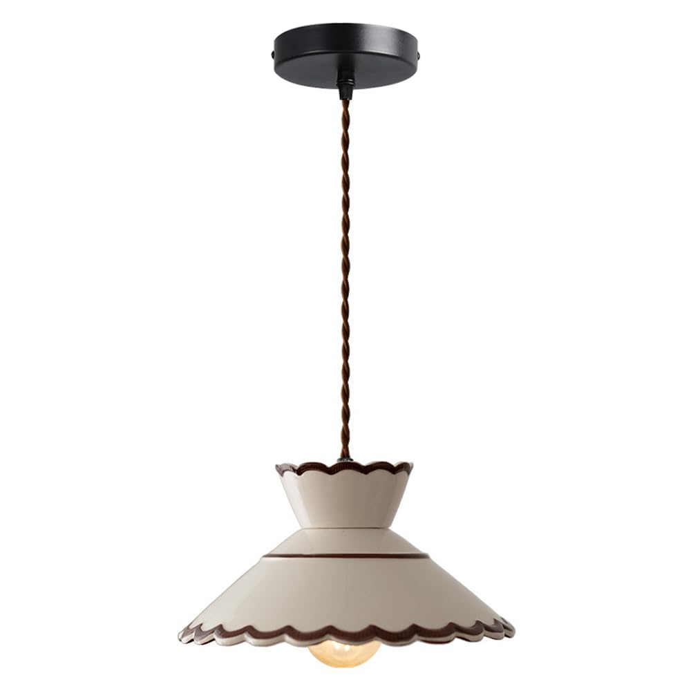 KXKLGWHN Creative Ceramic Hanging Light, Nordic Industrial Style E26 Light Source Chandelier, Flush Mount Single Pendant Lamp, Dining Room Bedroom Kitchen Island Decorative Lighting Fixtures