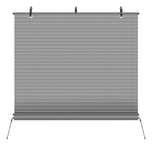 TANG Exterior Roller Shade 4'Wx11.5'H Outdoor Patio Shades Roll Up Blinds Sunshades for Deck Porch Pergola Balcony Backyard, Light Grey