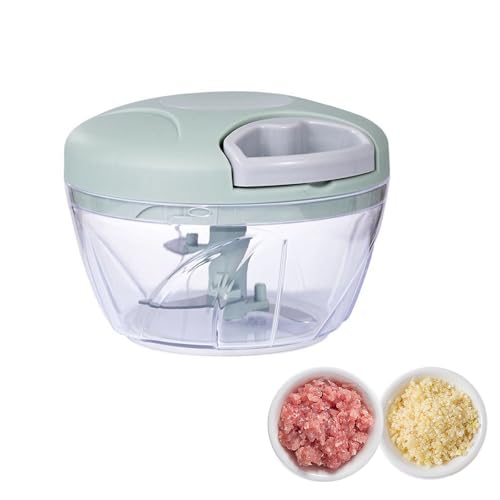 みじん切り器 簡単みじん切りチョッパー コンパクト 紐を引くだけ簡単 ?蒜泥神器を使った蒜の砕き機 多機能 操作簡単です 容量500ml グリーン