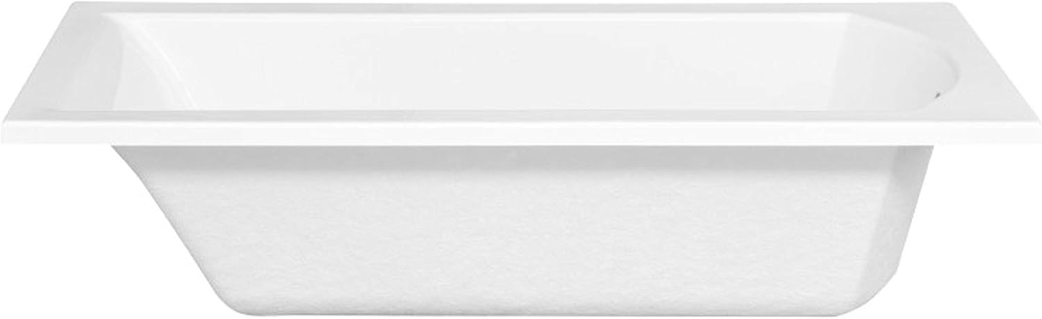 VBChome Badewanne 170 x 70 cm Weiß Acryl Wannenträger Platz für LED-Beleuchtung Styroporträger Siphon Wanne Rechteck Design Modern Ablaufgarnitur in Chrom