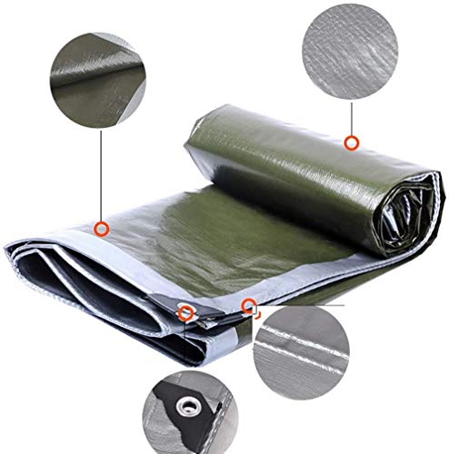 Bâche imperméable camping argent et vert bâche de protection 20 mil avec œillets - 3