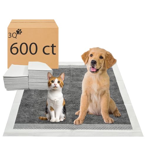 Image of Puppy Pee Pads, 22 x 22 Inch 600 Count, Dog Wee Wee Training Pads, Leak-Proof Quick Absorb 6-Layer Design for Pet Potty Training, Ideal for Puppies, Cats, Rabbits, Guinea Pigs, Charcoal