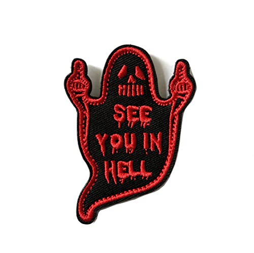 See You In Hell Patches Embroidered Biker Applique Funny Military Tactical Badge Embroidery Hook & Loop Patch (F- See You) #TOP30