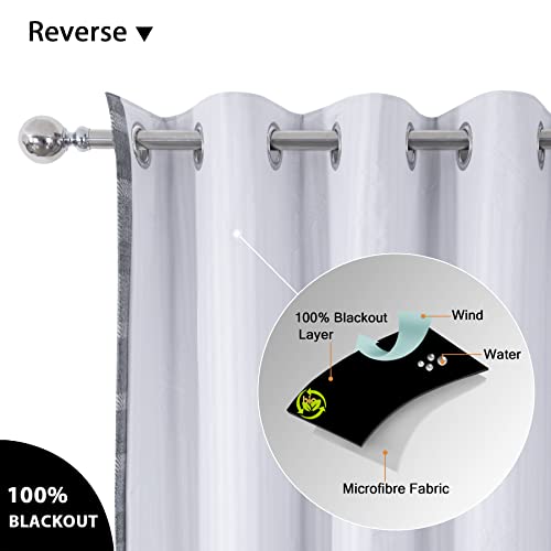 always4u 100% Blackout Curtains Check Eyelet Curtain Bedroom Plaid Woven Brushed Cheque Pair of Highland Woolen Look Window Treatment for Living Room Grey 46 * 54 Inches - Image 2