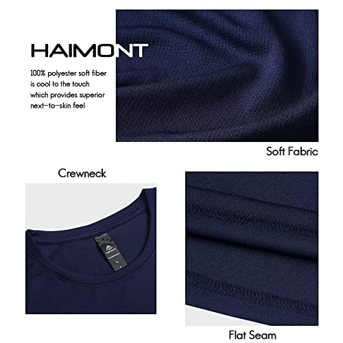 Haimont Men’s Shirts Short Sleeve Dry Fit Moisture Wicking Workout Gym Tees, Mesh Performance T-Shirts, Navy, Xl #TOP2