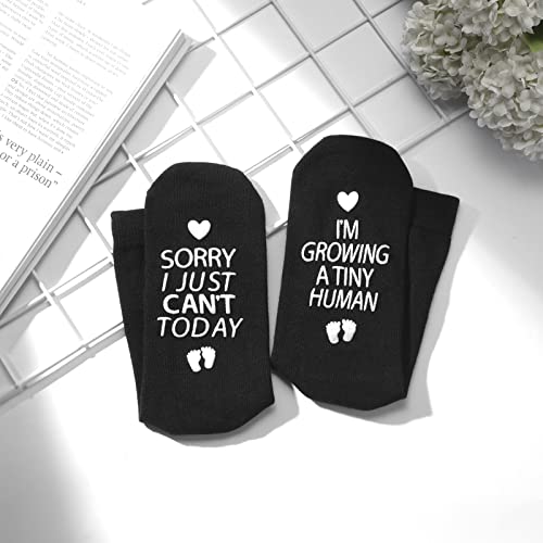 Pregnancy Labor Socks - Sorry I Just Can't Today I'm Growing a Tiny Human - Non-Slip, Anti-Skid, One Size Fits All (US 4-10), Black, 1 Pair