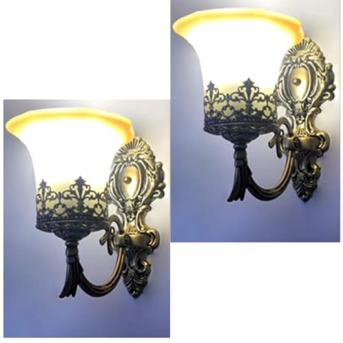 Image of GreyWings Antique Bronze Wall Light for Home Vintage Metal & Glass Decorative Wall Lamp with Wall Sconce for (Bulb not Included) Pack of 2