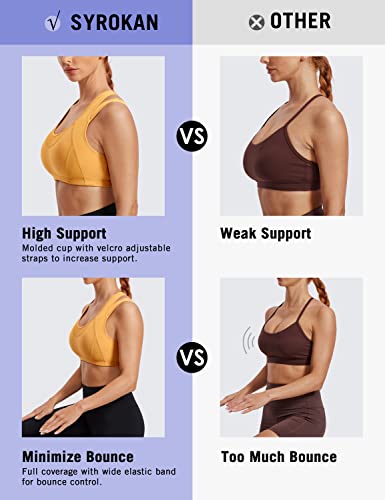 Image of SYROKAN Sports Bras for Women High Support Mesh Full Coverage Racerback Wireless No Bounce Running Bras