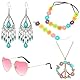 Hippie Accessoires, 5 Stück 70er Jahre Outfit Damen Set, Hippie Kleidung Damen Accessoires, Schlagerparty Outfit, Gänseblümchen Stirnband, Sonnenbrille, Ohrringe, Halskette