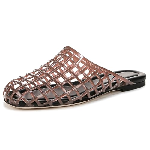 UBWDU Womens Clear Jelly Shoes Slip on Closed Toe Jelly Mesh Flats Sandals Slides Comfortable Summer Beach Slippers4