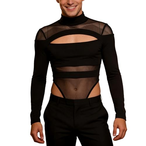 Camiseta sin mangas para hombre de malla, transparente, sin mangas, espalda cruzada, sexy, cuello redondo, ropa interior, ropa interior erótica, camiseta de malla, 02negro, XL