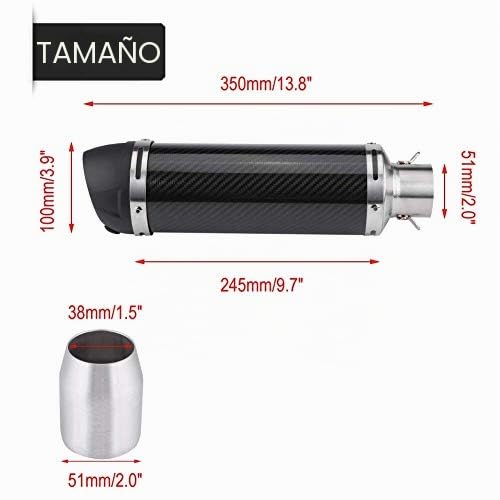 EBTOOLS - Tubo de silenciador de escape universal para moto de 51 mm en acero inoxidable de fibra de carbono con DB Killer