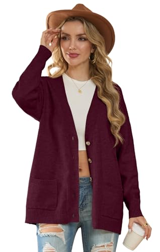 Image of GRECERELLE Women's 2025 Fall Cardigan Sweaters Oversized Open Front Button Knit Outwear Coats with Pockets