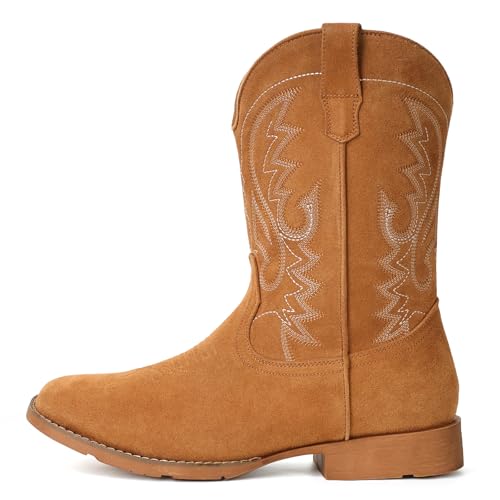 Image of IUV Cowboy Boots For Men with Wide Square Toe Western Retro Boot