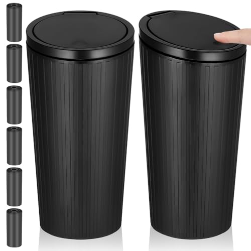 XHYASD Lot de 2 poubelles de voiture avec couvercle, porte-gobelet, poubelle de voiture, poubelle d'intérieur avec 6 rouleaux de sacs poubelles, organisateur...