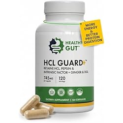 Healthy Gut HCL Guard | Betaine HCl with Pepsin | Betaine Hydrochloride Digestive Supplement w/Organic Ginger Root & DGL | 60 Servings