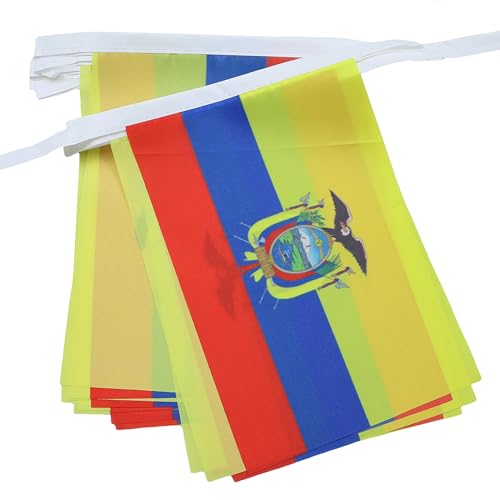 Image of AZ FLAG Ecuador 6 meters BUNTING Flag 20 flags 9'' x 6'' - Ecuadorian STRING flags 15 x 21 cm