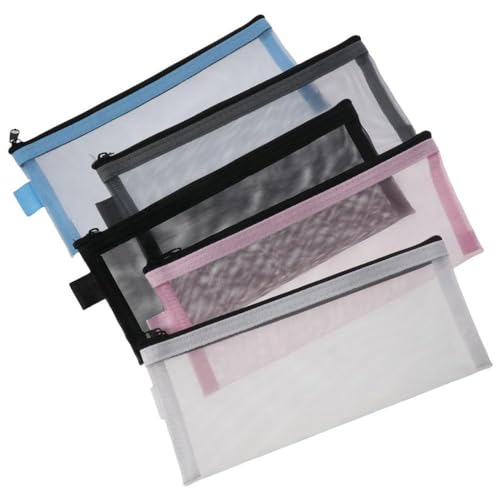 Image of 5Pcs 20.5 * 9mm 5-Colors Clear Multi-purpose Pouch Nylon Zipper Pen Storage Makeup Bag for Home Office Travel Supplies