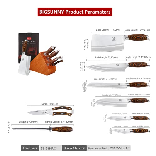 MSY-BIGSUNNY-9pcs-Knife-Block-Set-German-Steel-Kitchen-Knife-Set-with-Bone-Chopper-Precious-Pakkawood-Handle-for-Chef-Knife-Block-Set