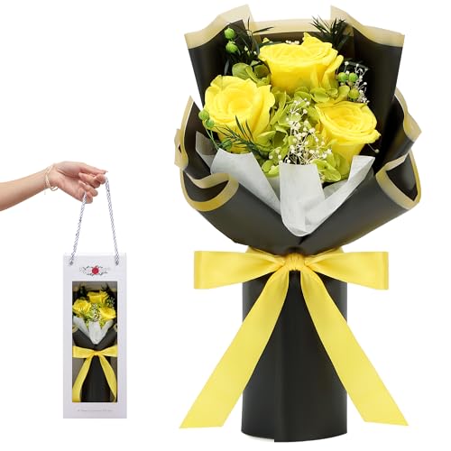 Image of Flower Bouquet Gifts for Women, Flowers for Delivery Prime, Preserved Roses Flower Gifts for Women, Valentines Flowers, Mom Gifts from Daughter Son, Birthday Gifts, Real Roses,Yellow Roses